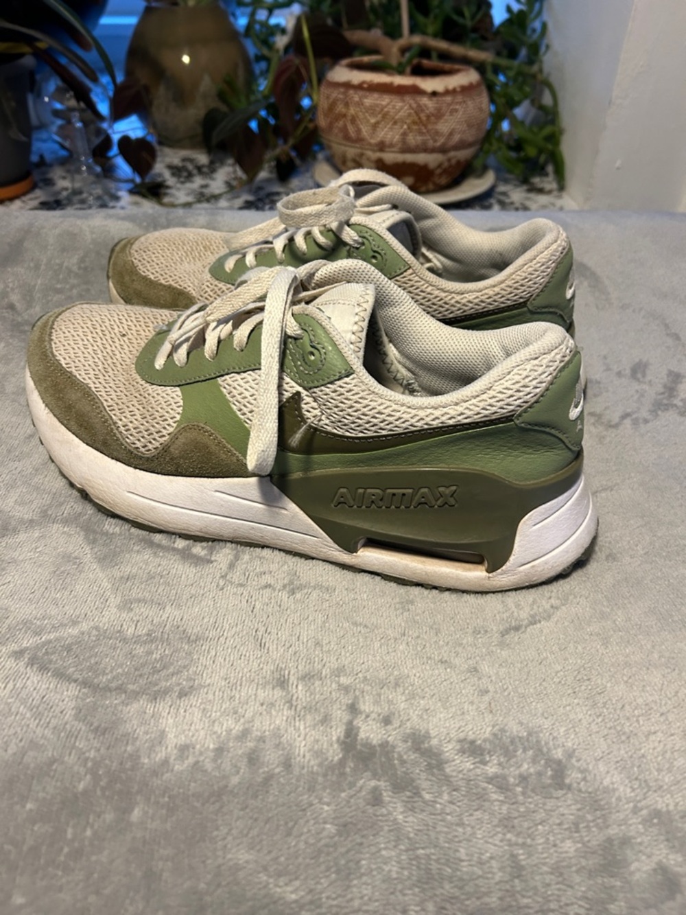 Nike Air Max Low Top Sneakers in Olive and Light Gray